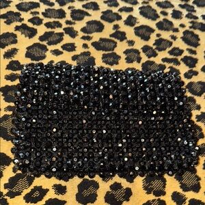 Vintage black beaded clutch purse